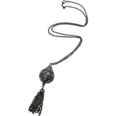 Rhinestone tassel pendant necklace - Gem