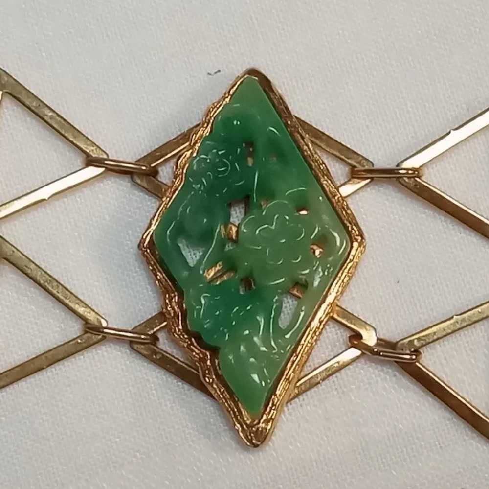 Vendome simulated carved jade bracelet geometric … - image 2
