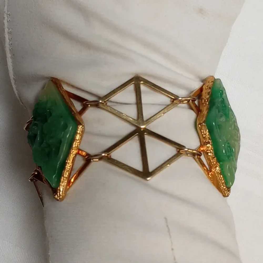 Vendome simulated carved jade bracelet geometric … - image 6