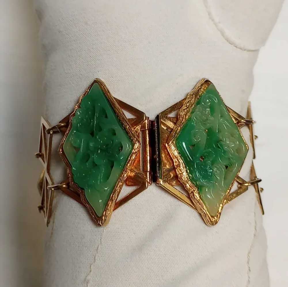 Vendome simulated carved jade bracelet geometric … - image 7