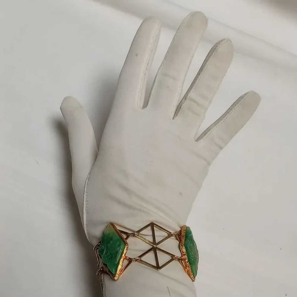 Vendome simulated carved jade bracelet geometric … - image 8