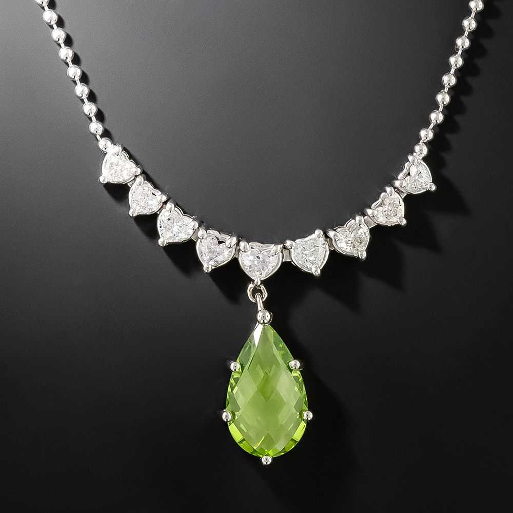 Estate Peridot And Heart-Shaped Diamond Necklace - image 1