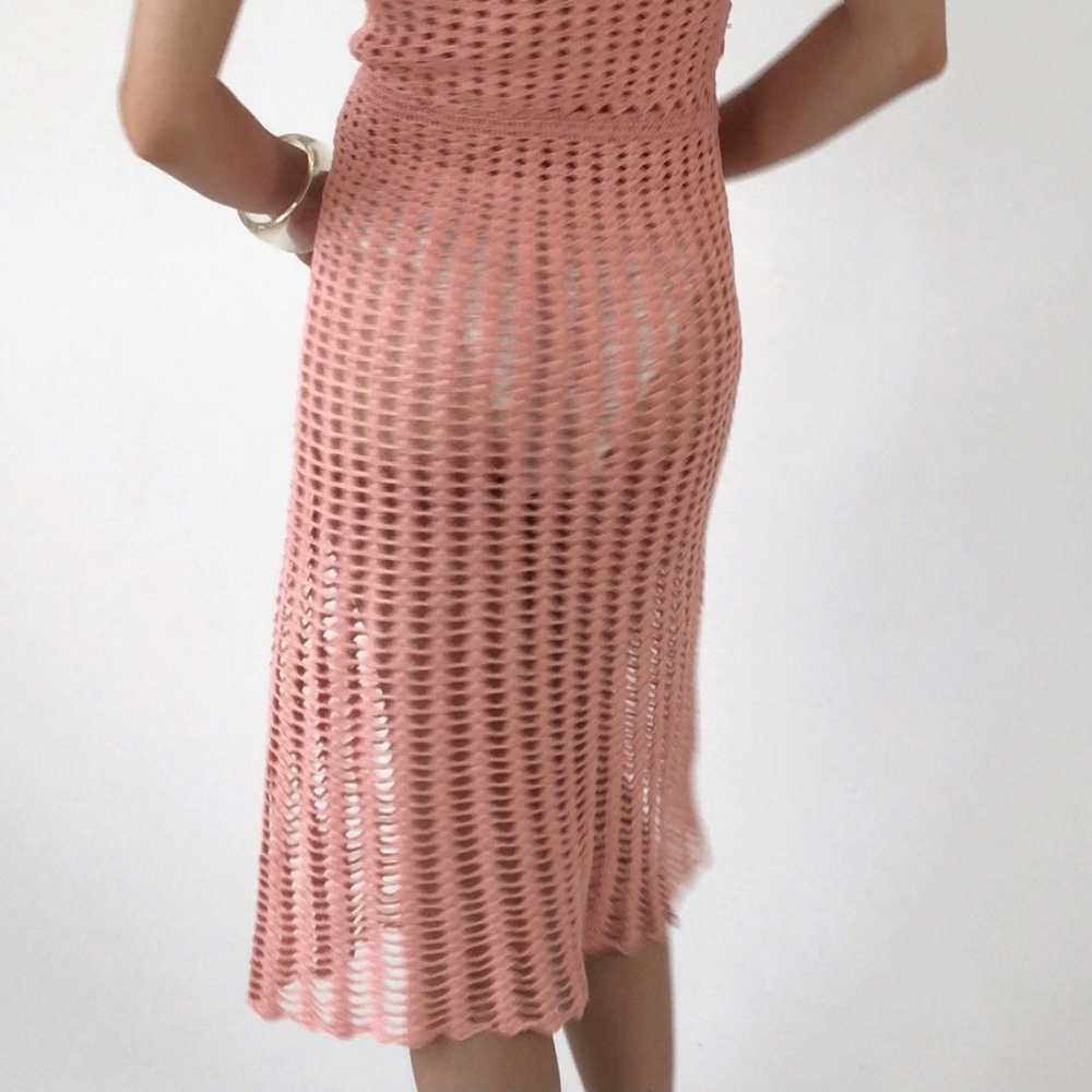 Vintage 1970's Coral Crochet Silhouette Dress - image 7