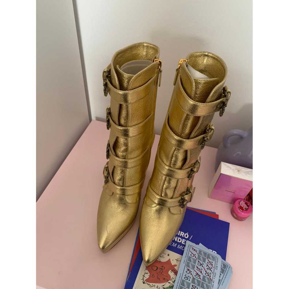 Moschino Leather biker boots - image 8