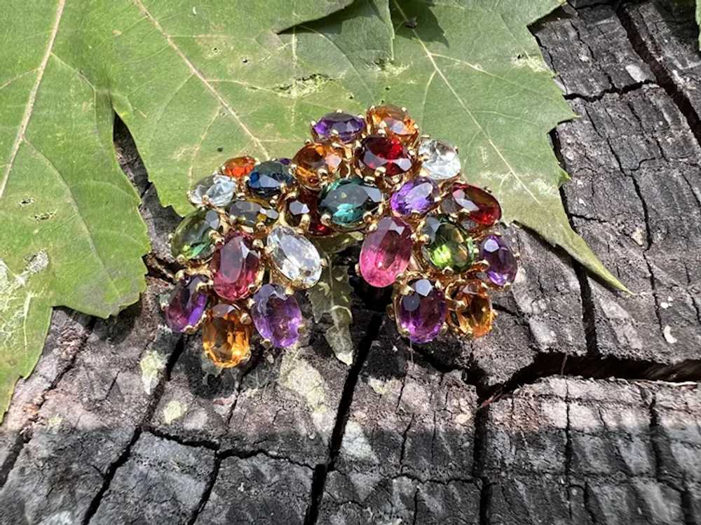 18K Yellow Gold Multi-Gem Cluster Earrings - image 10