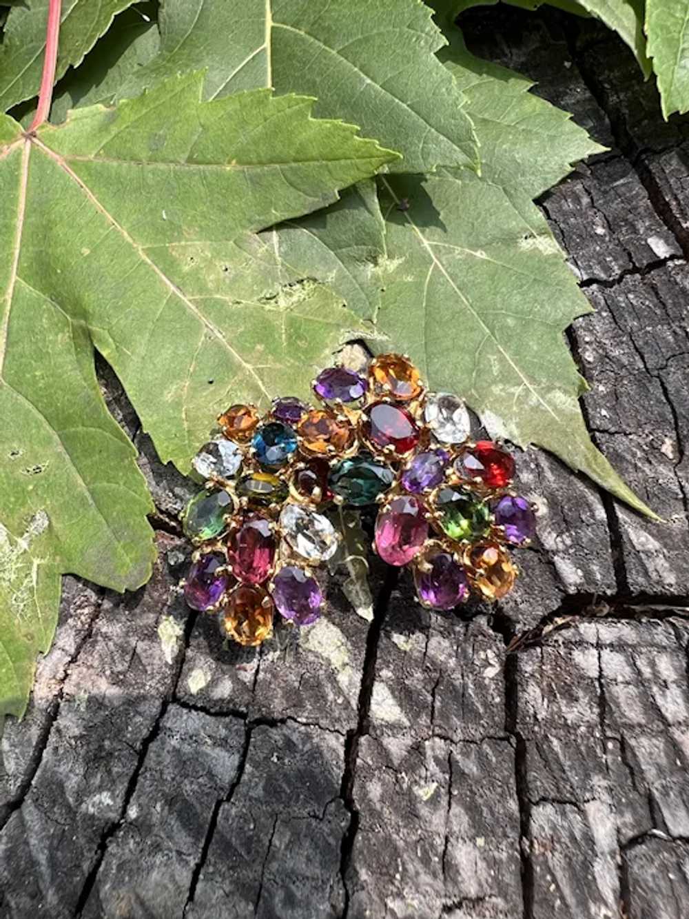 18K Yellow Gold Multi-Gem Cluster Earrings - image 5