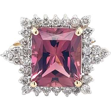 Natural Vivid Pink 7 Carat Radiant Cut Tourmaline… - image 1