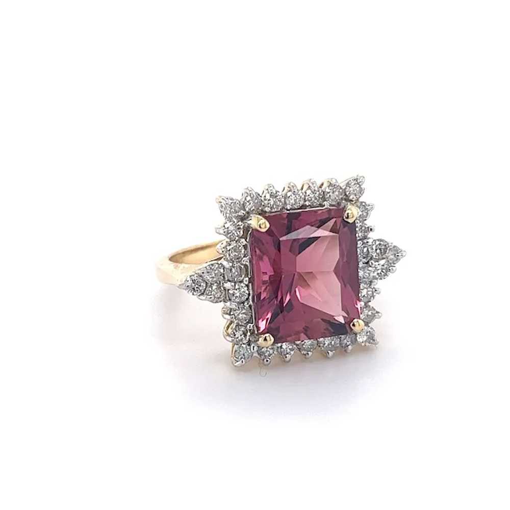 Natural Vivid Pink 7 Carat Radiant Cut Tourmaline… - image 2