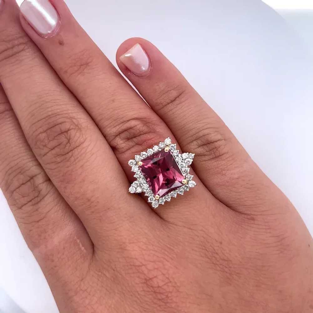 Natural Vivid Pink 7 Carat Radiant Cut Tourmaline… - image 5