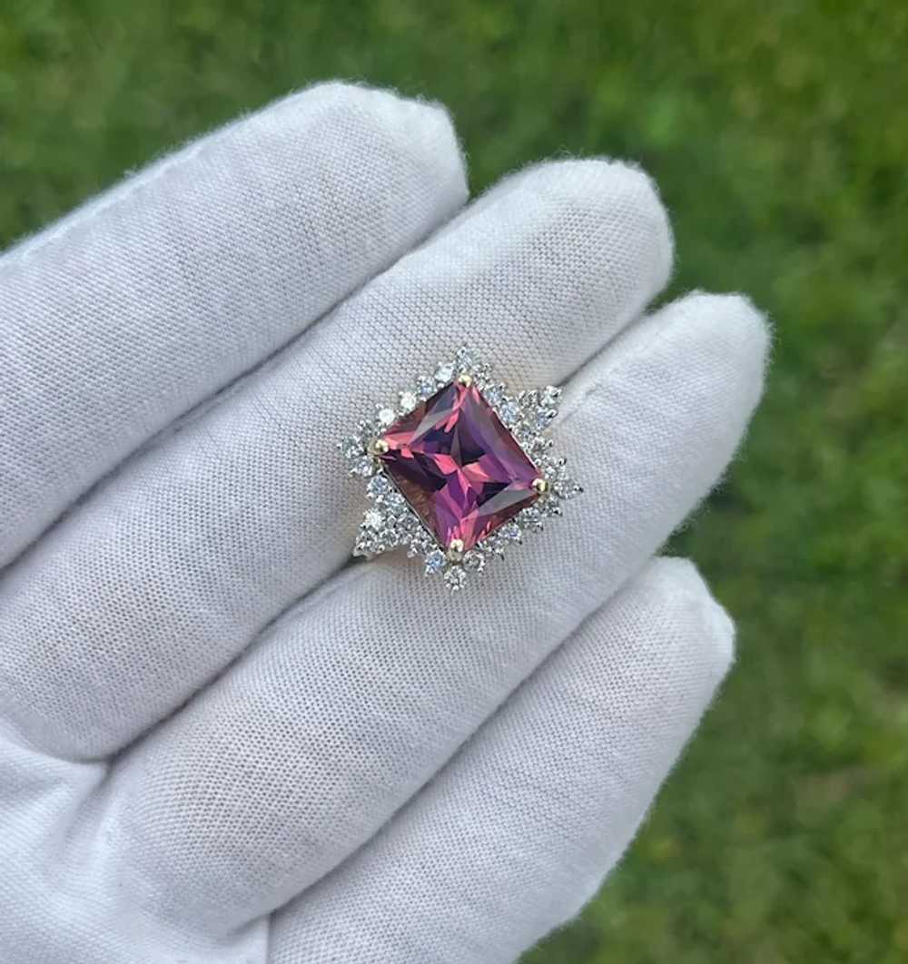 Natural Vivid Pink 7 Carat Radiant Cut Tourmaline… - image 6