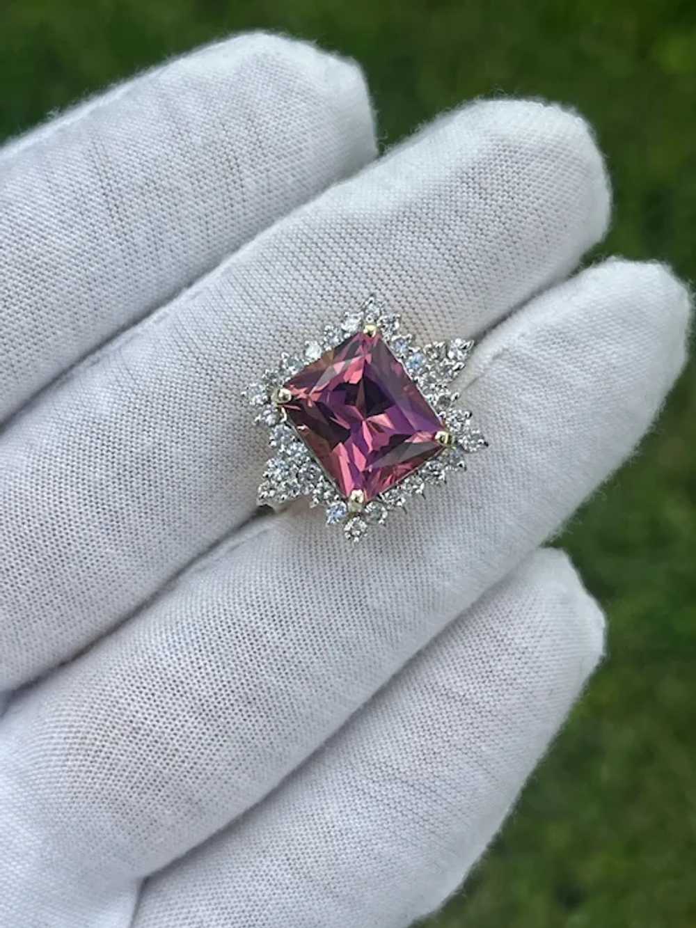 Natural Vivid Pink 7 Carat Radiant Cut Tourmaline… - image 7