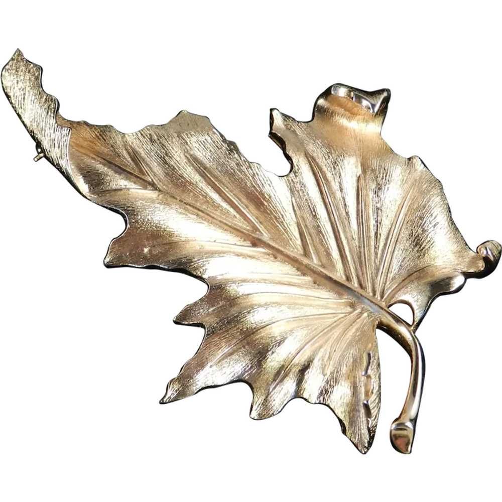 Trifari Maple Leaf Brooch Pin - image 1