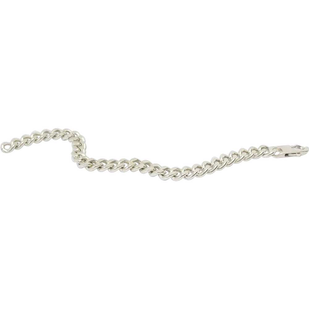 Vintage heavy sterling silver curb chain men 9 in… - image 1