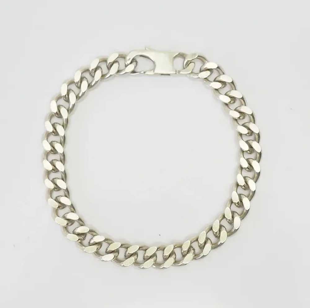 Vintage heavy sterling silver curb chain men 9 in… - image 2