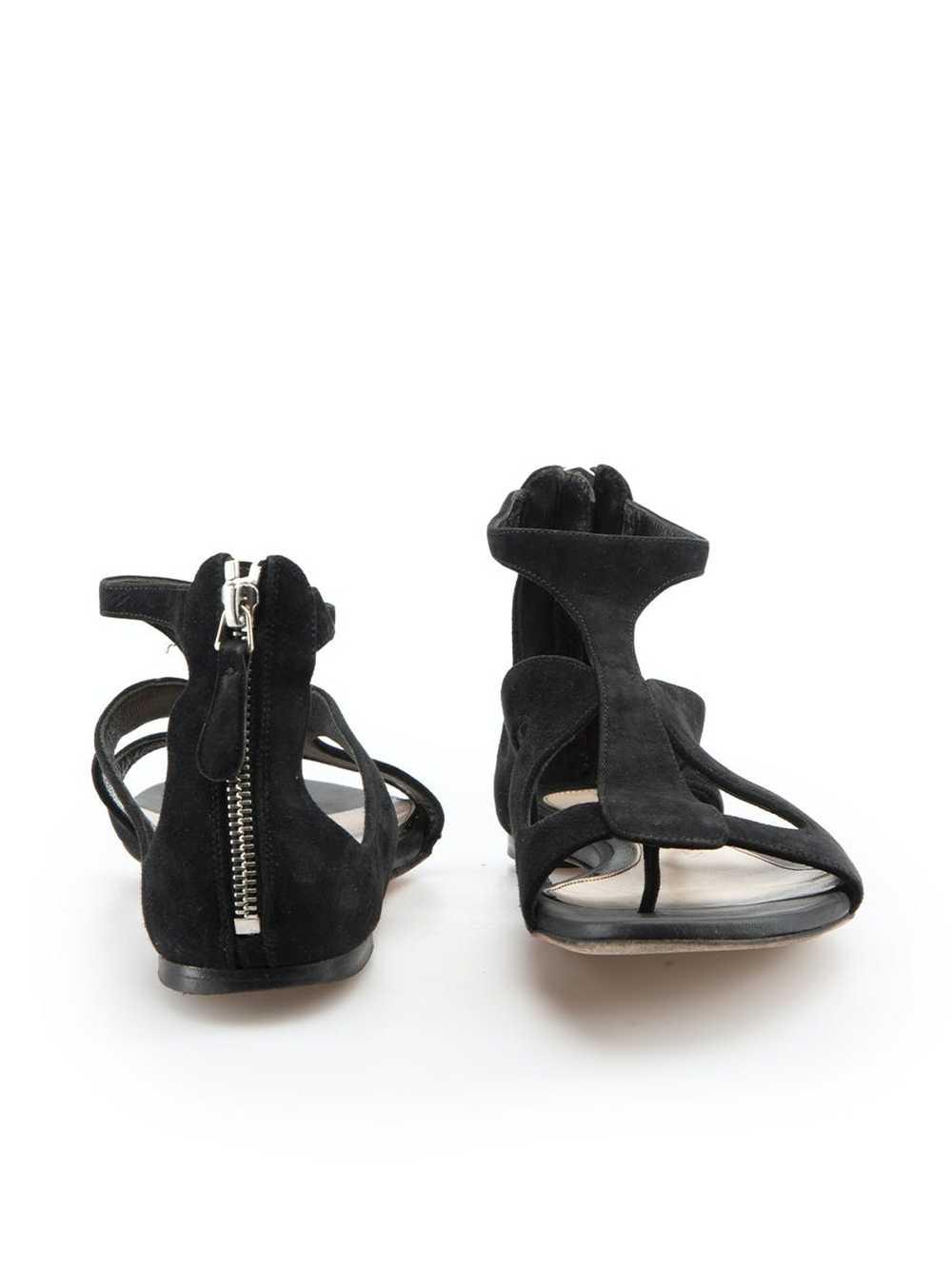 Alexander McQueen Black Suede Flat Sandals - image 3