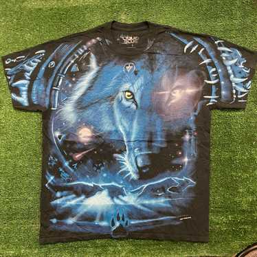 Vintage Liquid Blue Tie Dye T Shirt Cotton Y2K Ocean Sea Animal Dolphin  Men's L