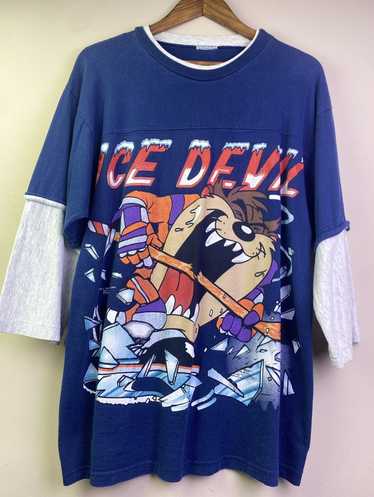 Vintage 1995 ICE DEVIL TAZ 50 3/4 Sleeve Double S… - image 1