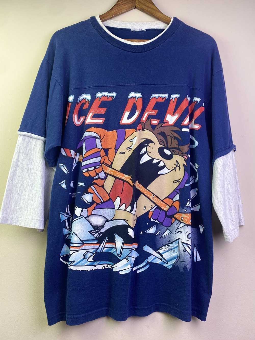 Vintage 1995 ICE DEVIL TAZ 50 3/4 Sleeve Double S… - image 2