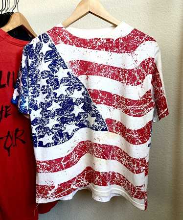 Vintage T Shirt 1990s AOP USA American Flag Star & Stripes Single