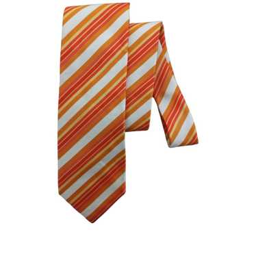 Hugo Boss HUGO BOSS Orange Striped Silk Tie ITALY… - image 1