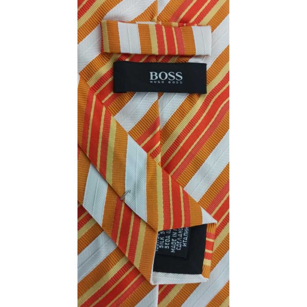 Hugo Boss HUGO BOSS Orange Striped Silk Tie ITALY… - image 2