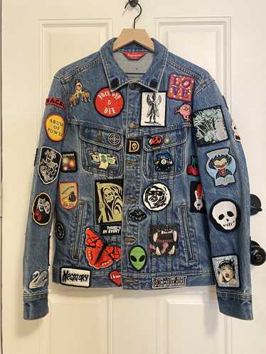 Supreme Patches Denim Trucker Jacket 2018SS Size L Japan Used Good