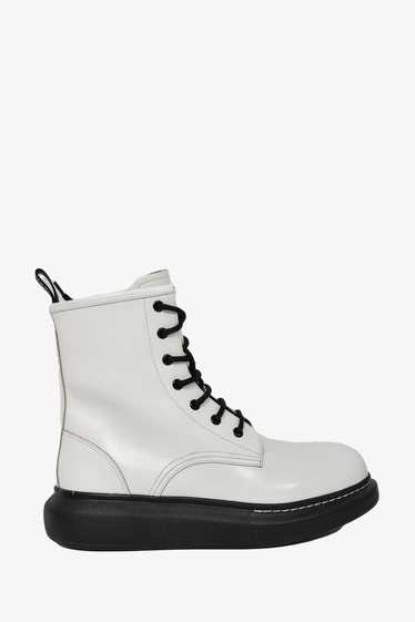 Alexander McQueen White Leather Combat Boots With 