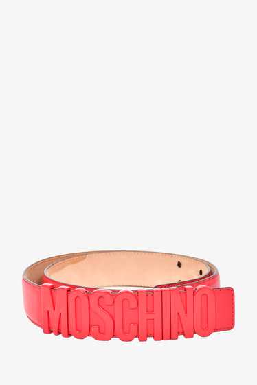 Moschino Raspberry Red Leather Monochrome Logo Bel