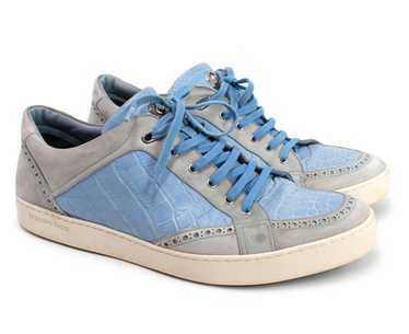 Stefano Ricci Blue & Grey Suede & Crocodile Sneak… - image 1