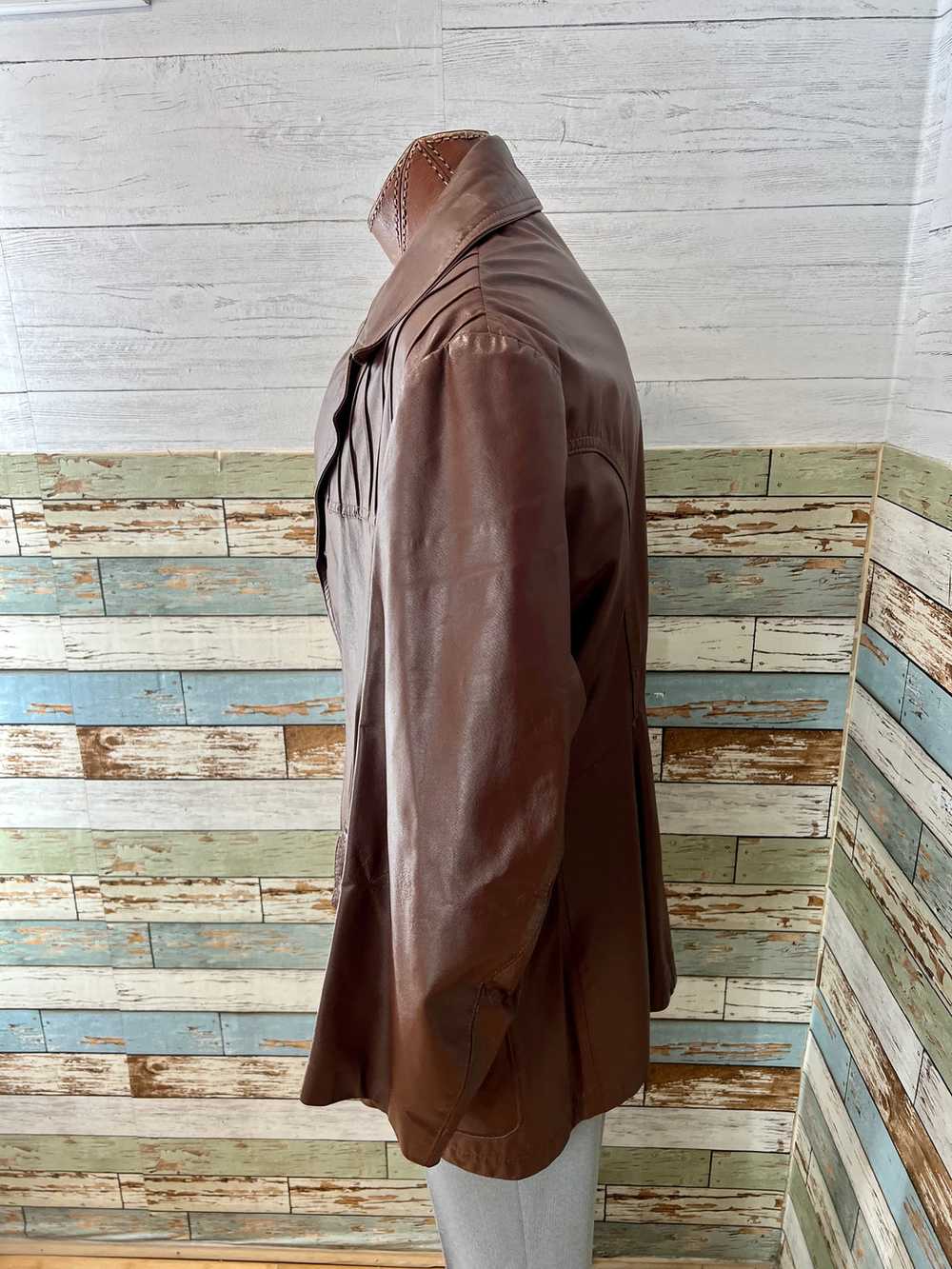 70’s Brown 3/4 Length Leather Jacket By Mac Gregor - image 8