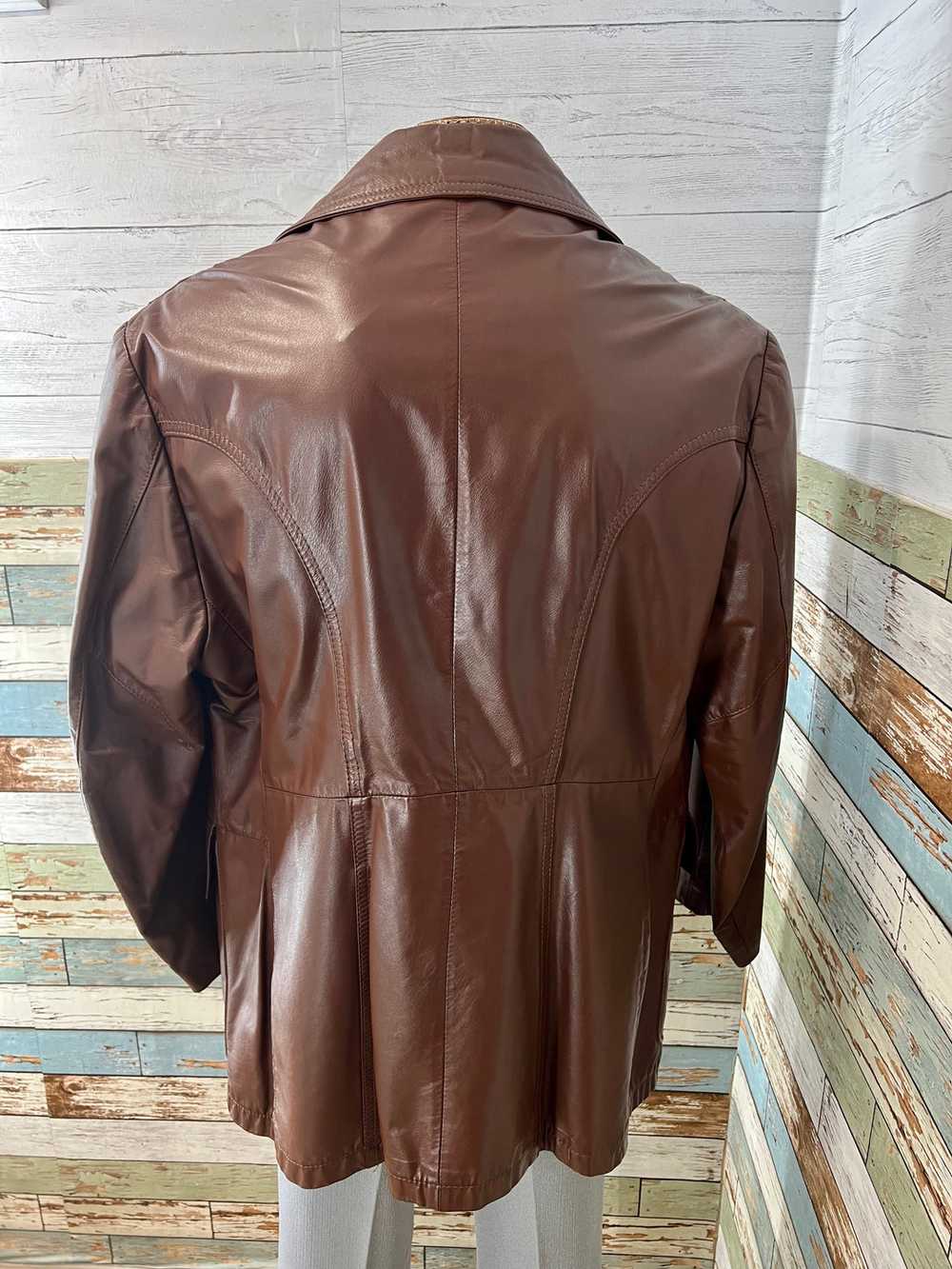 70’s Brown 3/4 Length Leather Jacket By Mac Gregor - image 9