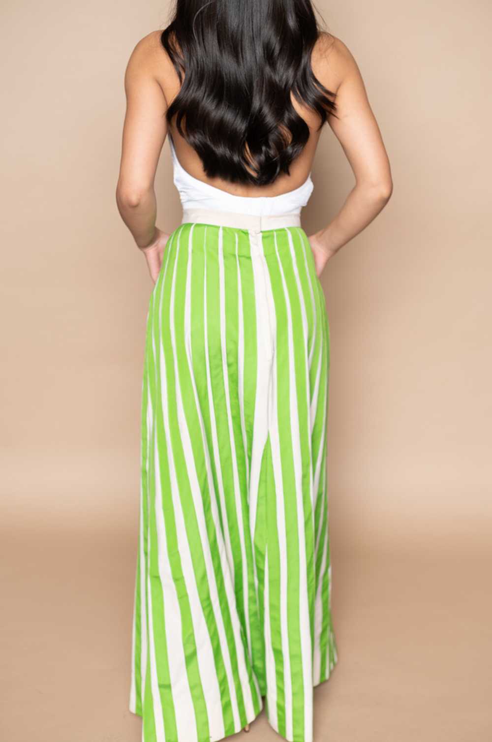 Green Striped Maxi Skirt - image 2