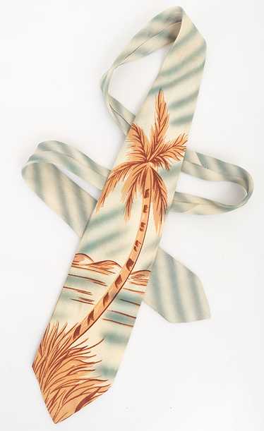 Handpainted 1940s Palm Tree Tie