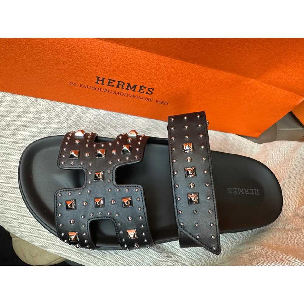 Hermès Chypre leather flip flops - image 6