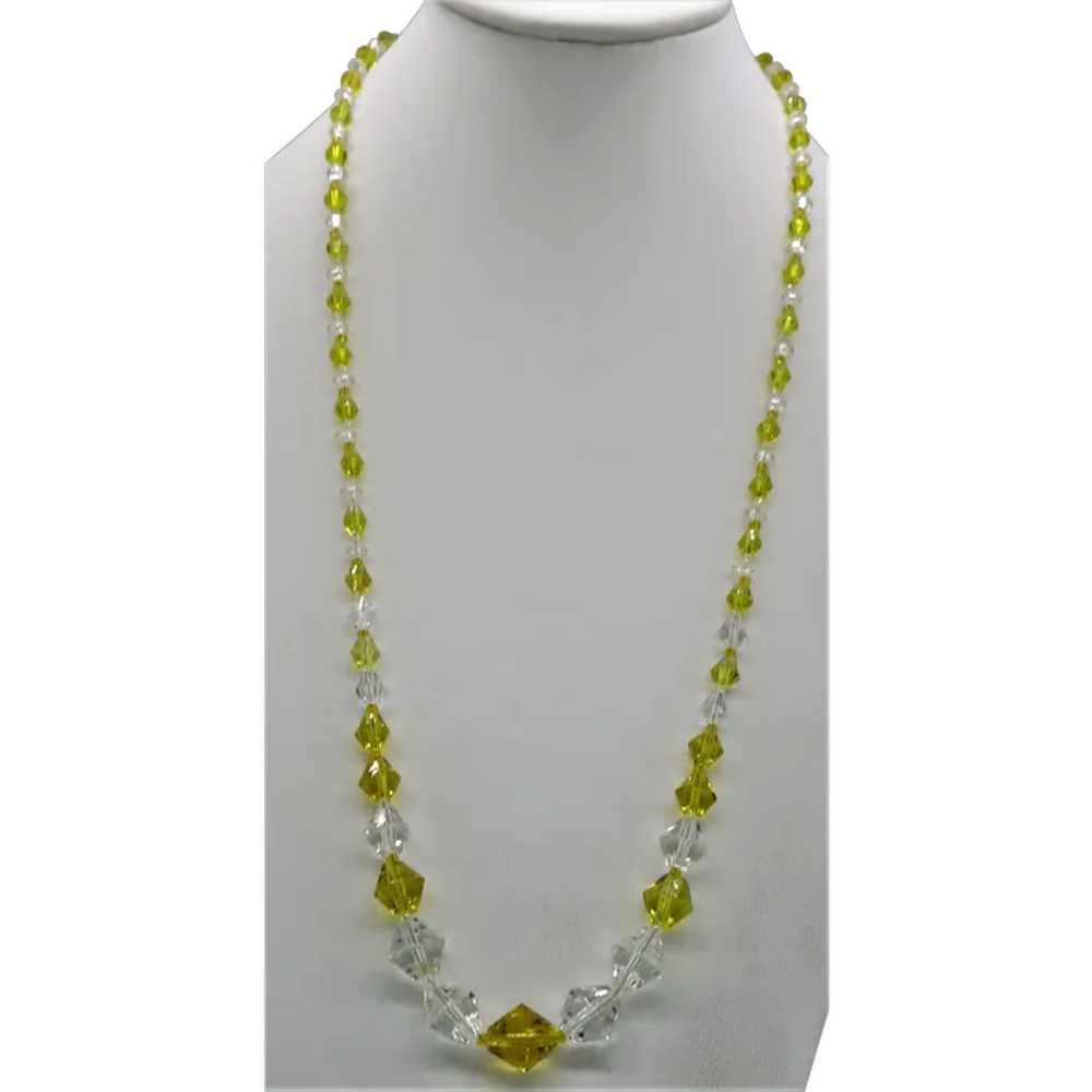 VINTAGE  Crystal  Faceted   Clear and Bright Yell… - image 1