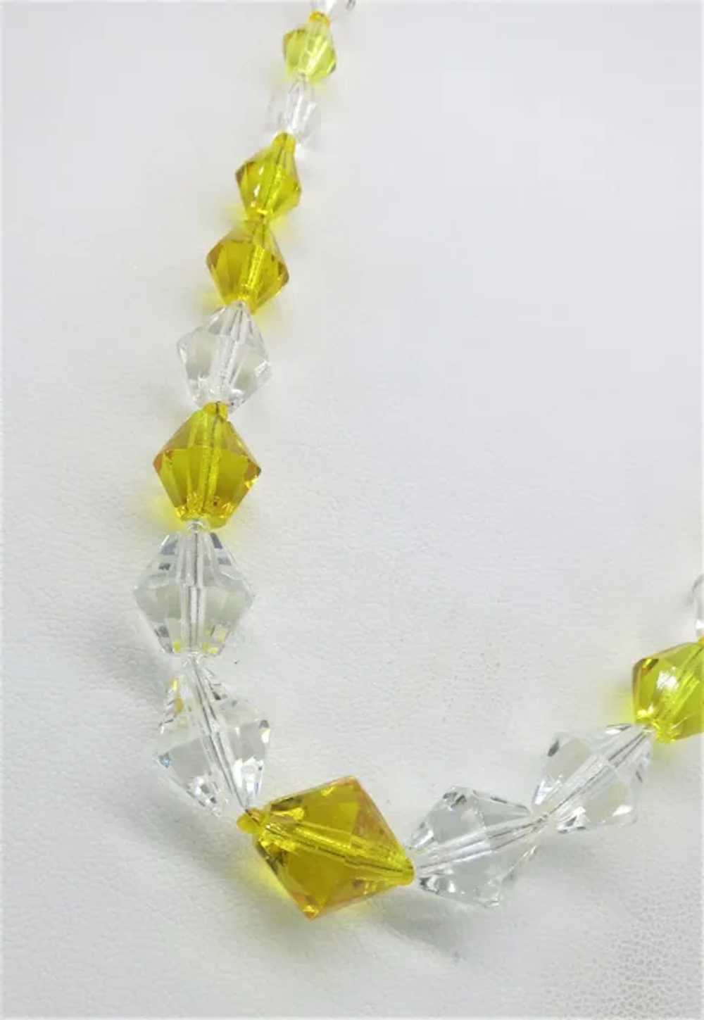 VINTAGE  Crystal  Faceted   Clear and Bright Yell… - image 3