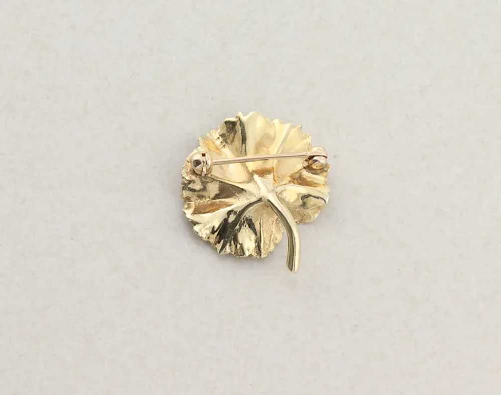 14k Yellow Gold Seed Pearl Gold Leaf or Flower Pi… - image 4