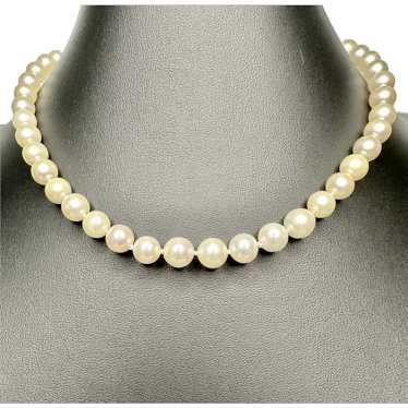 Japanese Akoya Saltwater Pearl Hand Knotted Necklace with Zircon Gemst –  Noduri