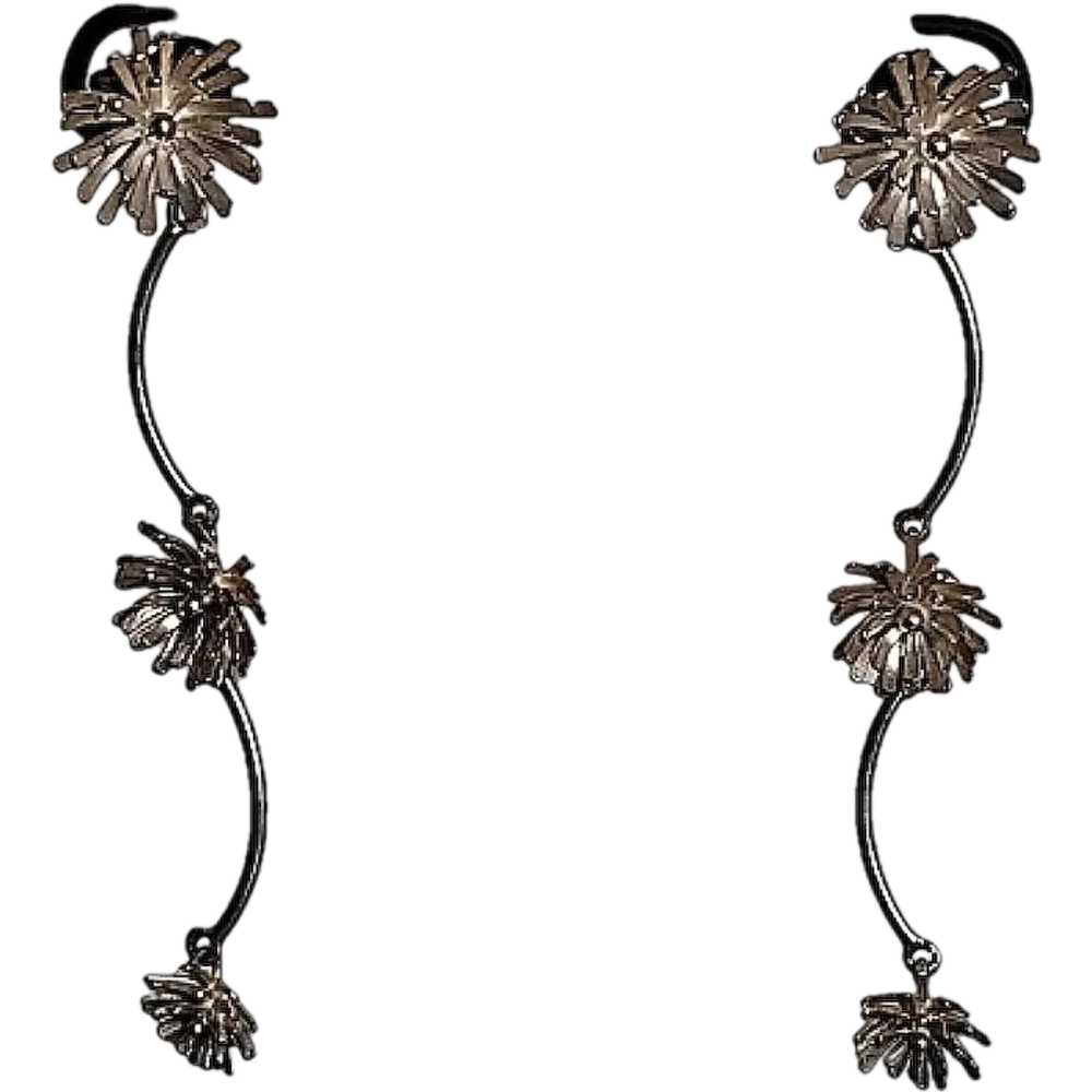 Sterling 3 Flower Dangle Earrings - image 1