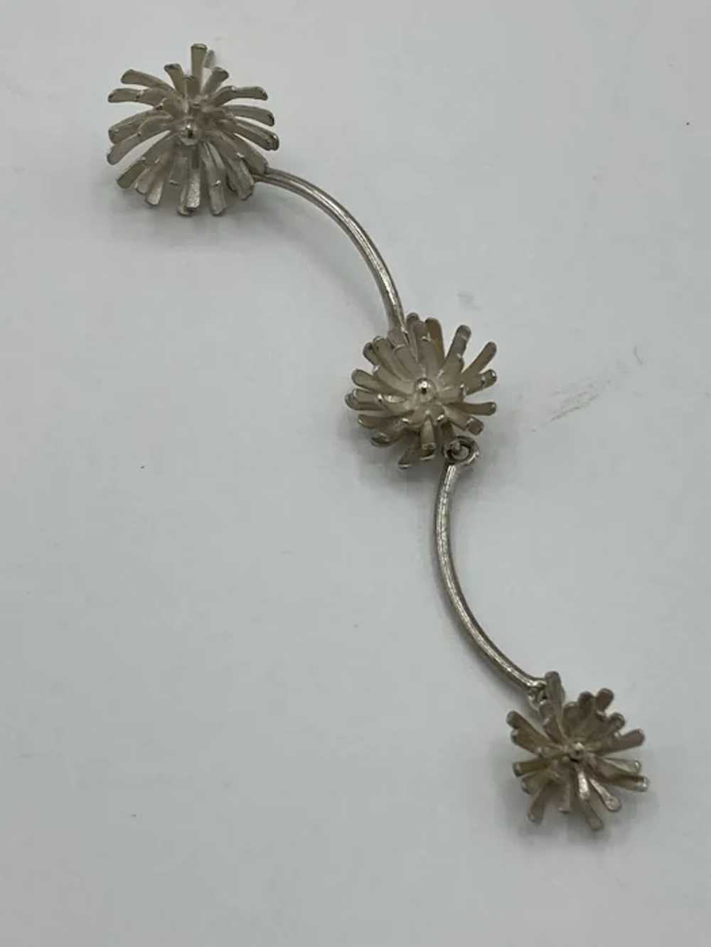 Sterling 3 Flower Dangle Earrings - image 2