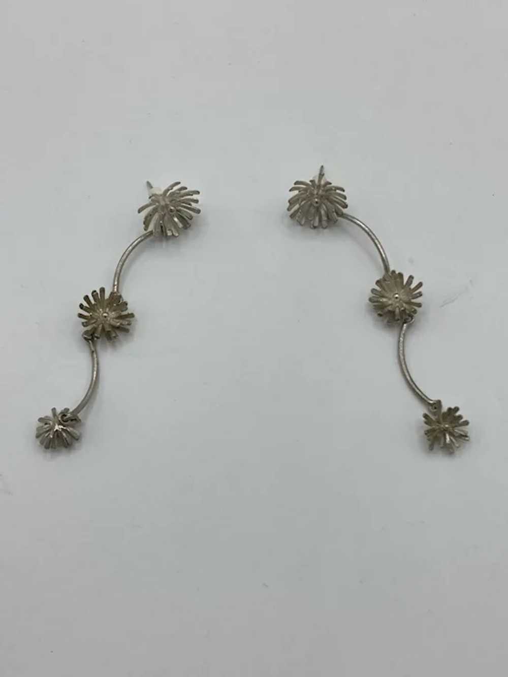 Sterling 3 Flower Dangle Earrings - image 4