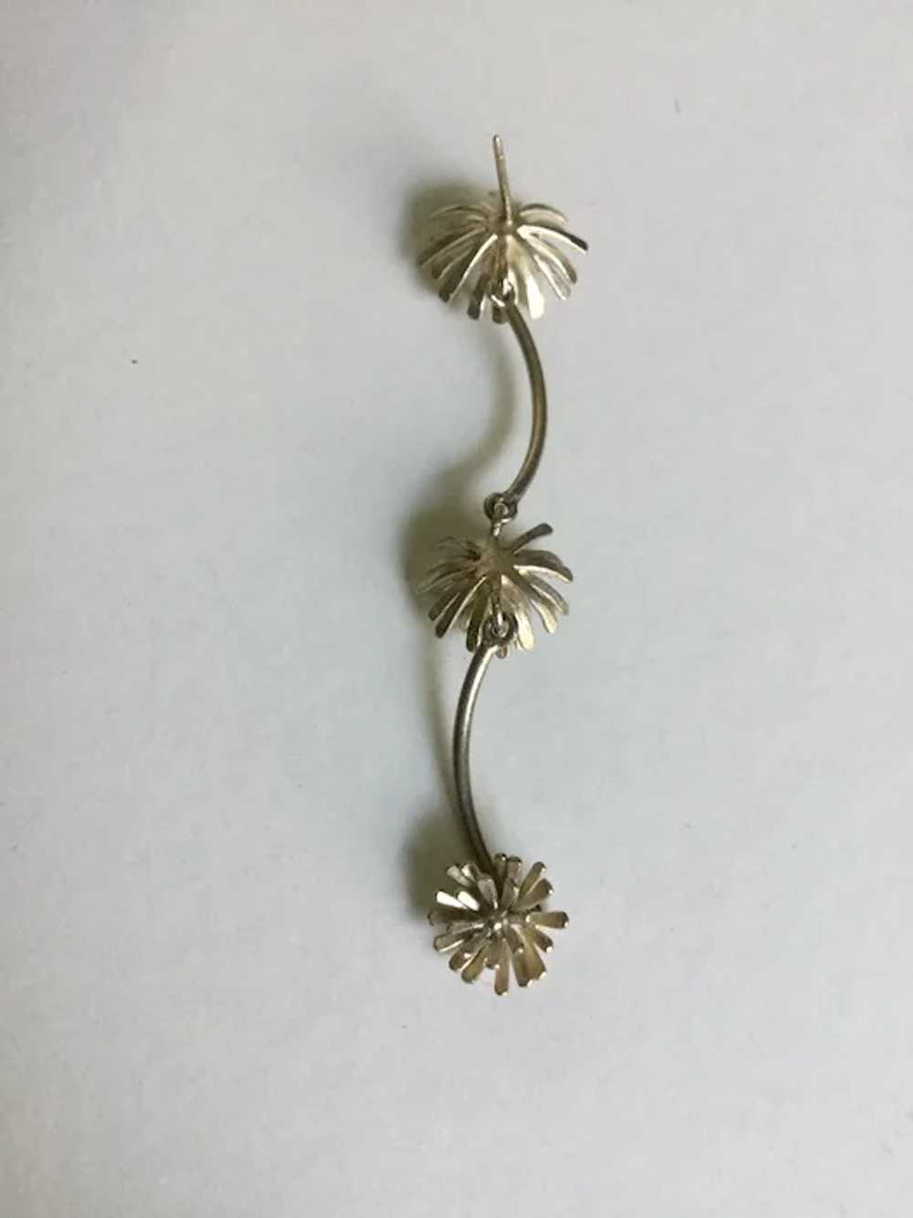 Sterling 3 Flower Dangle Earrings - image 5