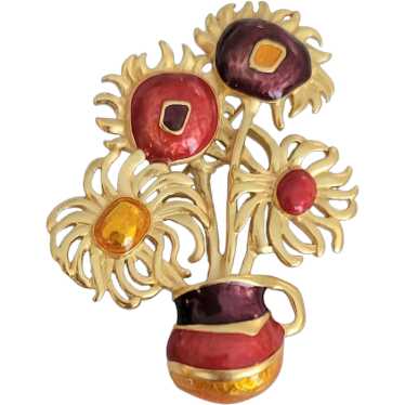 Yves St Laurent for Avon, Van Gogh Flowers Brooch… - image 1