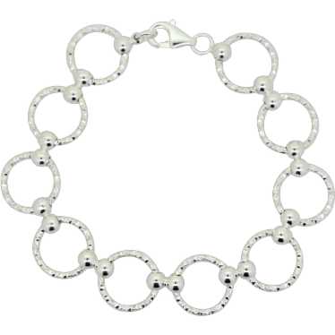 Sterling Silver Diamond Cut Circle Link Bracelet … - image 1