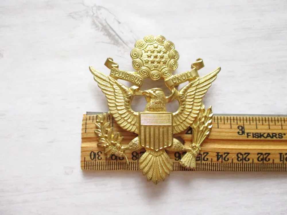 Large Vintage USA Eagle Emblem Brooch Army Armed … - image 12