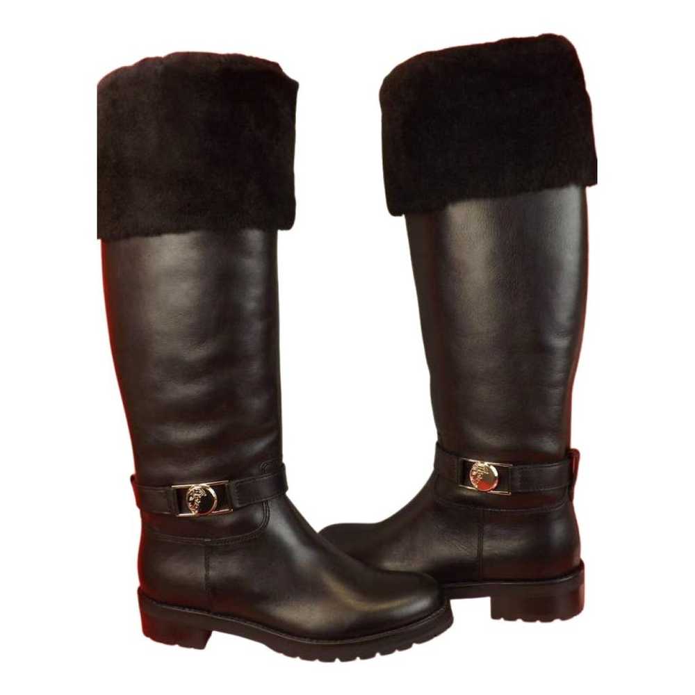 Versace Leather riding boots - image 1