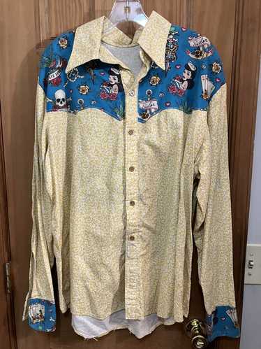 Custom Handmade Flash Art Western XL L/S Button Up