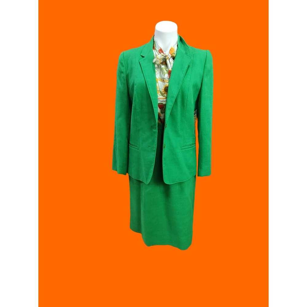 Vintage 1970's Cross Country Fashions Green Linen… - image 1