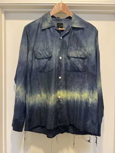 guess reworked tie dye button up corset top