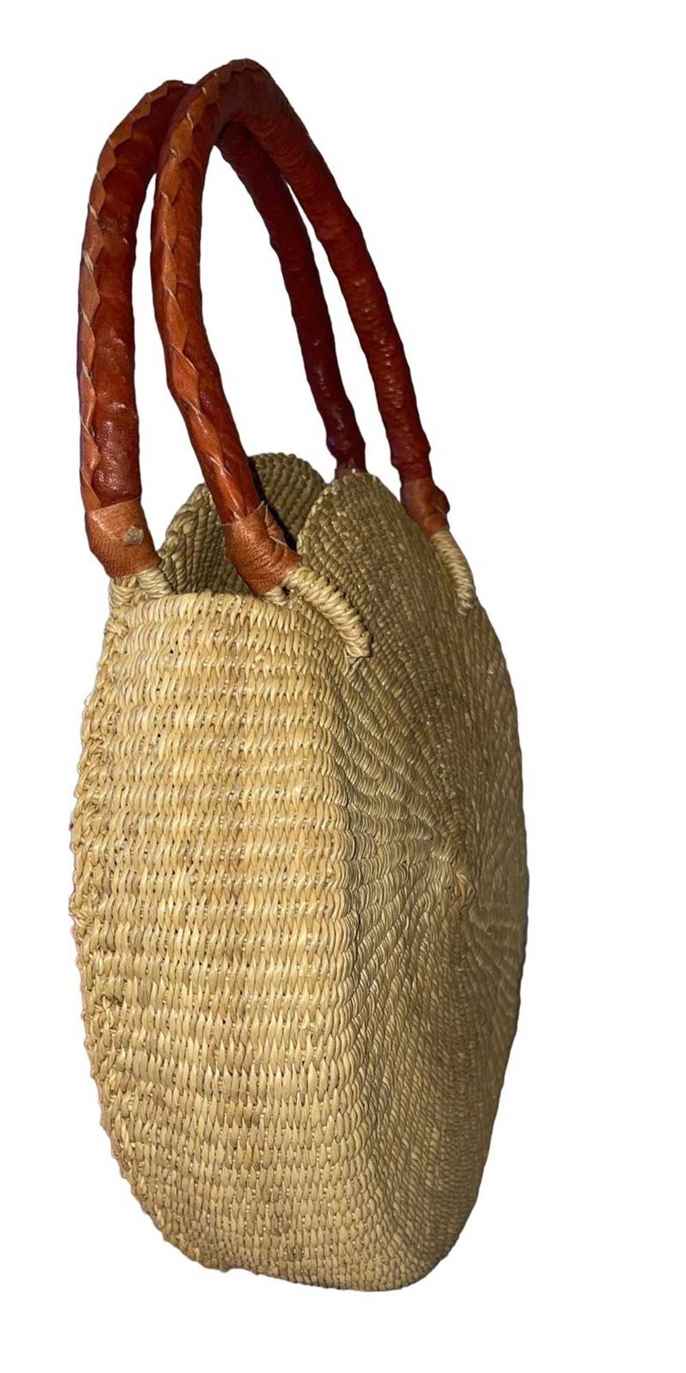 Vintage Handwoven Rattan Round Handbag - image 10